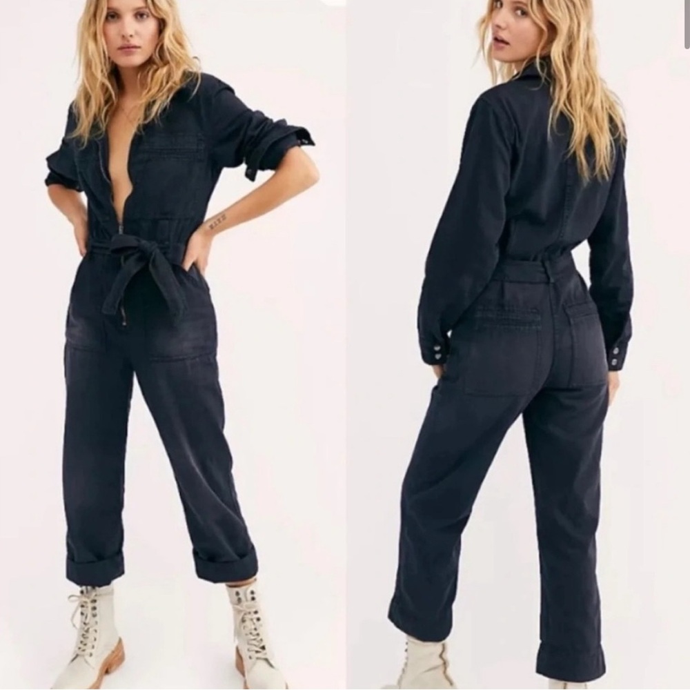 Free People Charlie denim coveralls size 4